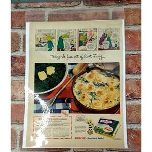 Birds Eye Spinach Lenten Lunch Casserole Aunt Fussy‎ - 1950 Retro Vtg PRINT AD